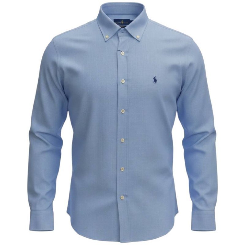 Camisa Ralph Lauren Masculina Linho Azul Celeste Pony Marinho
