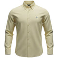 Camisa Ralph Lauren Masculina Linho Amarelo Creme Pony Marinho