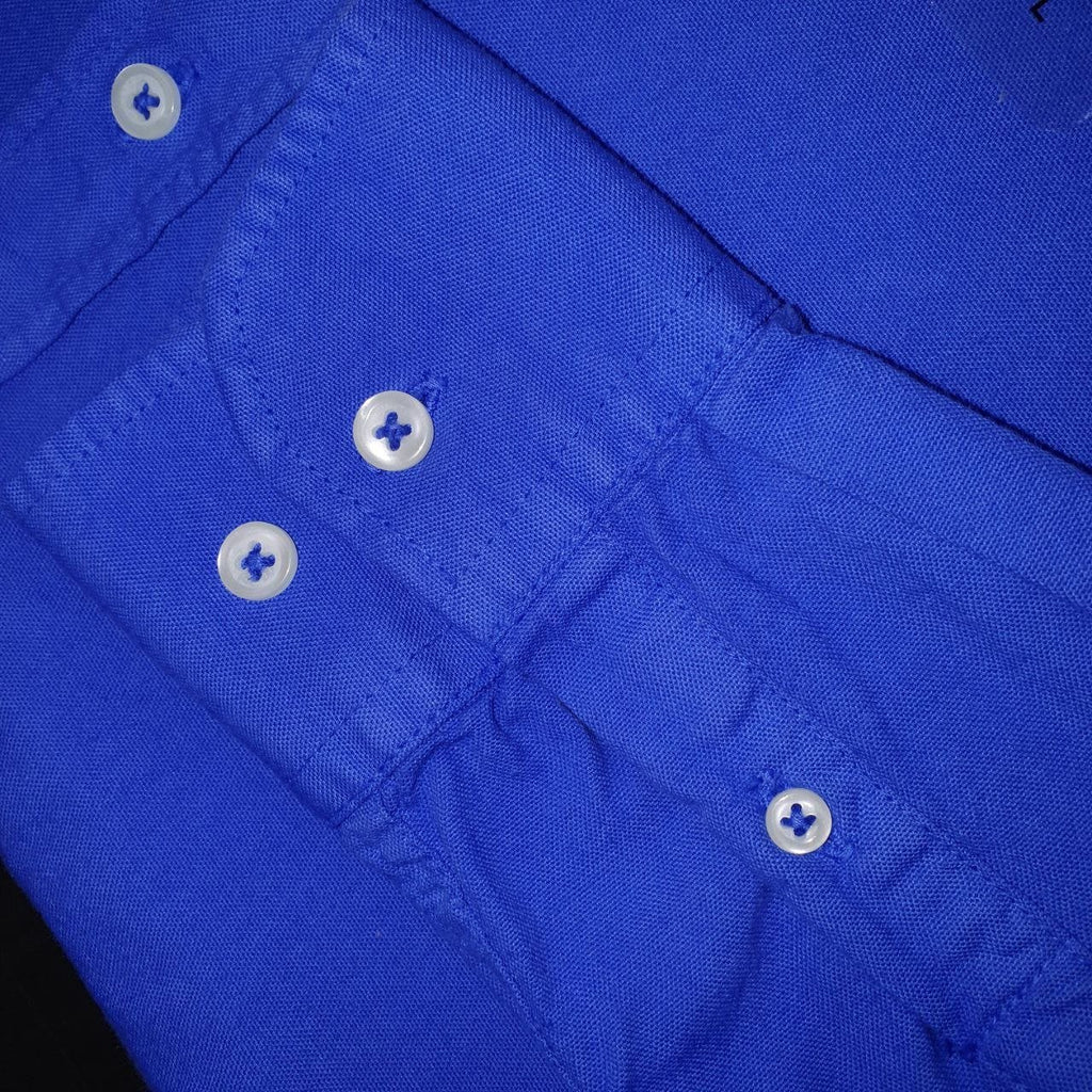 Camisa Ralph Lauren Masculina Oxford Tinturado Azul Royal Pony Verde Neon