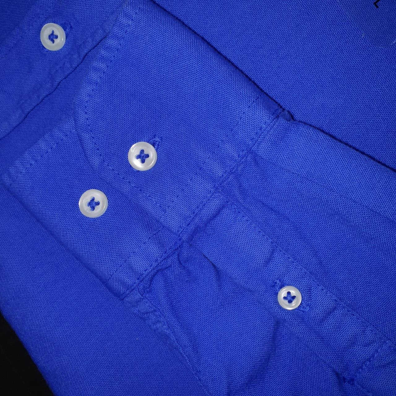Camisa Ralph Lauren Masculina Oxford Tinturado Azul Royal Pony Verde Neon