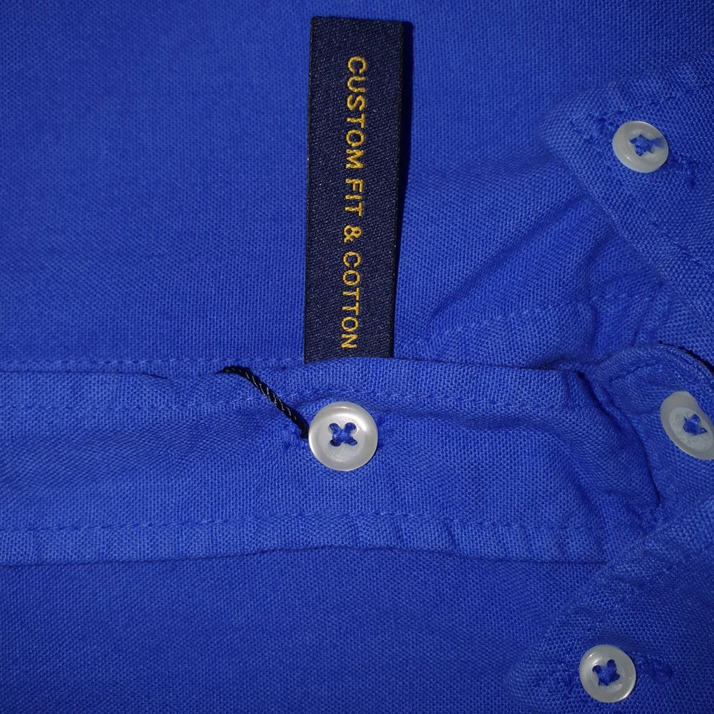 Camisa Ralph Lauren Masculina Oxford Tinturado Azul Royal Pony Verde Neon