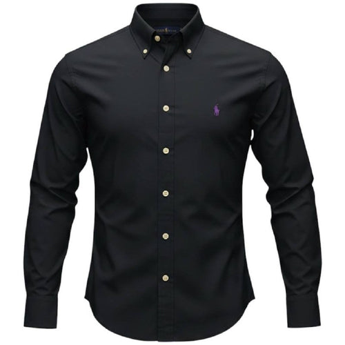Camisa Ralph Lauren Masculina Algodão Seco Preta Pony Roxo