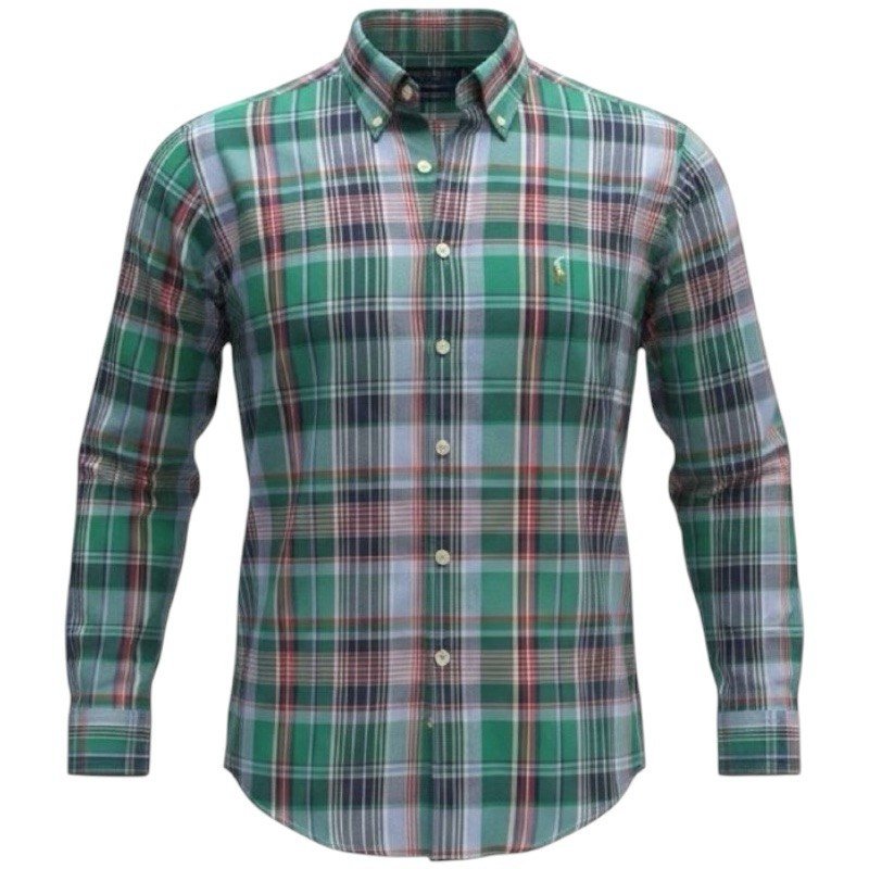 Camisa Ralph Lauren Masculina Oxford Xadrez Americano Lenhador Cor Verde