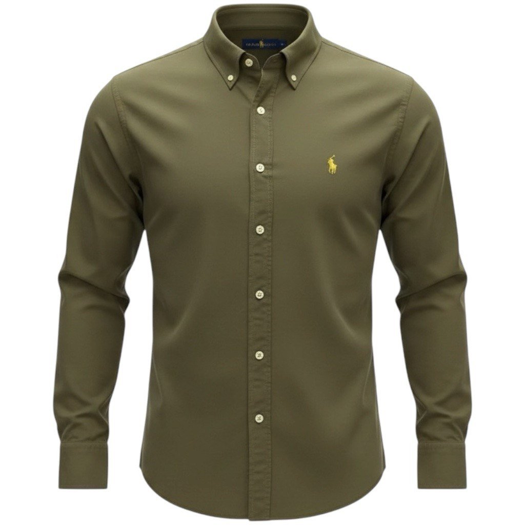 Camisa Ralph Lauren Masculina Oxford Tinturado Verde Sevilha Pony Esmeralda