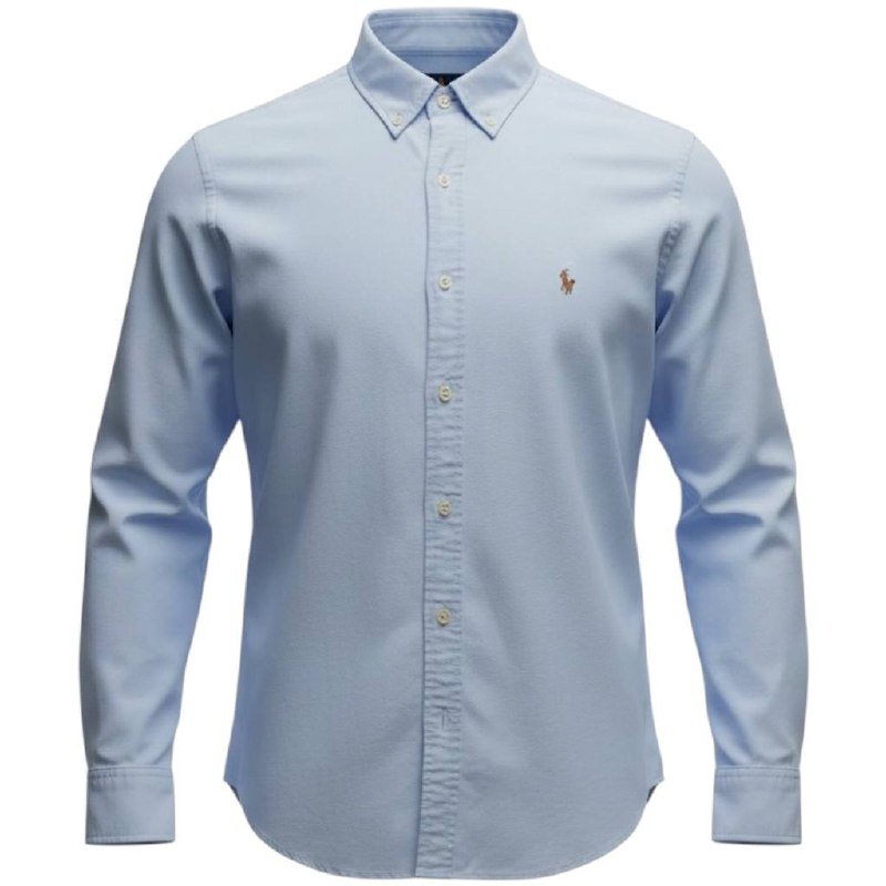 Camisa Ralph Lauren Masculina Oxford Sarjeada Azul Bebê Pony Colorido