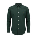 Camisa Ralph Lauren Masculina Oxford Tinturado Verde Floresta Pony Dourado