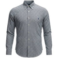 Camisa Ralph Lauren Masculina Xadrez Cinzento Pony Chumbo