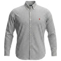 Camisa Ralph Lauren Masculina Xadrez Cinzento Pony Vermelho