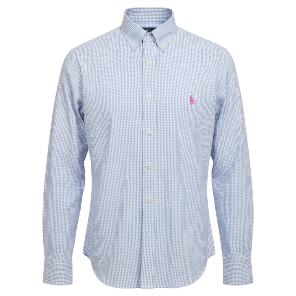Camisa Ralph Lauren Masculina Xadrez Executivo Pony Rosa
