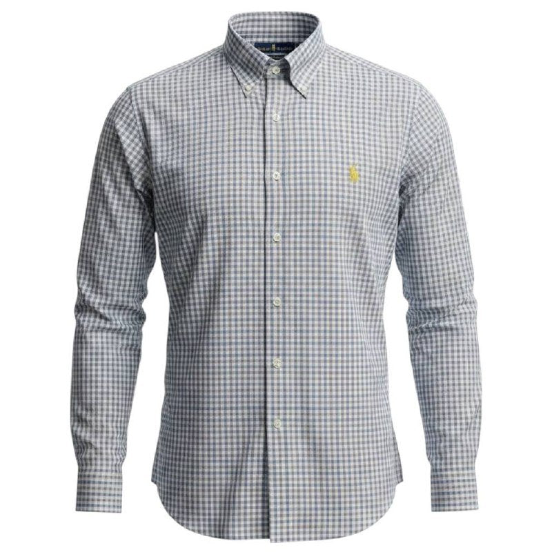 Camisa Ralph Lauren Masculina Xadrez Verão Pony Amarelo