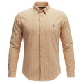 Camisa Ralph Lauren Masculina Xadrez Laranja Pony Roxo