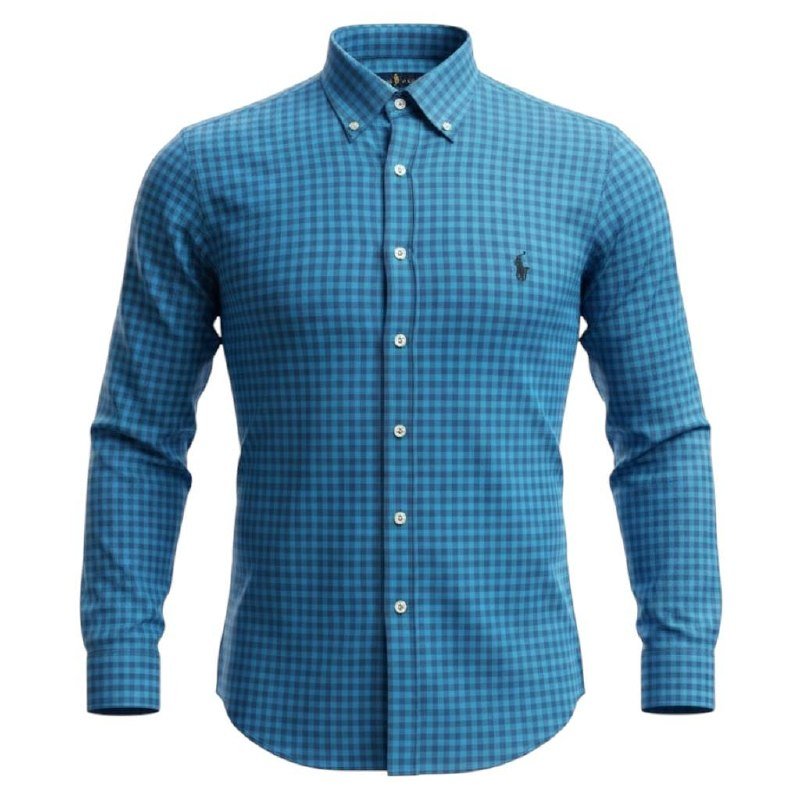 Camisa Ralph Lauren Masculina Xadrez Verde Esmeralda Pony Preto
