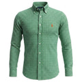 Camisa Ralph Lauren Masculina Xadrez Verde Listras Brancas Pony Laranja