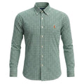 Camisa Ralph Lauren Masculina Xadrez Verde e Branco Pony Laranja