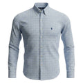 Camisa Ralph Lauren Masculina Xadrez Listras Azul e Branco Pony Marinho