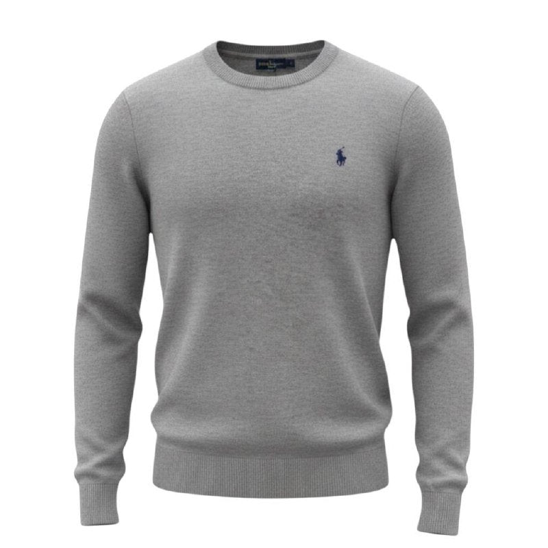 Suéter Ralph Lauren Masculino Cinza Puro Algodão Pony Marinho