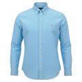 Camisa Ralph Lauren Masculina Oxford Tinturado Azul Bebê Pony Rosa