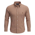 Camisa Ralph Lauren Masculina Marrom Listras Minimalista Pony Chocolate