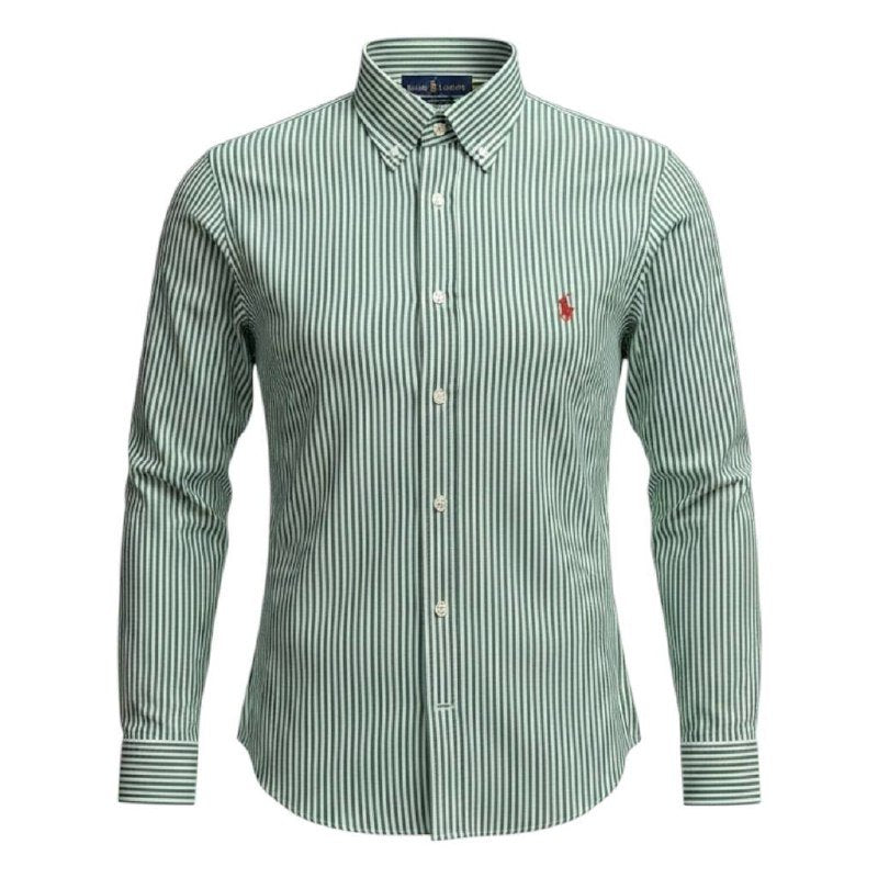 Camisa Ralph Lauren Masculina Verde Listras Americana Pony Vermelho