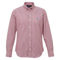 Camisa Ralph Lauren Masculina Micro Xadrez Vermelho Pony Azul Celeste