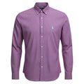 Camisa Ralph Lauren Masculina Micro Xadrez Uva Pony Gelo