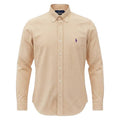 Camisa Ralph Lauren Masculina Micro Xadrez Laranja Pony Roxo