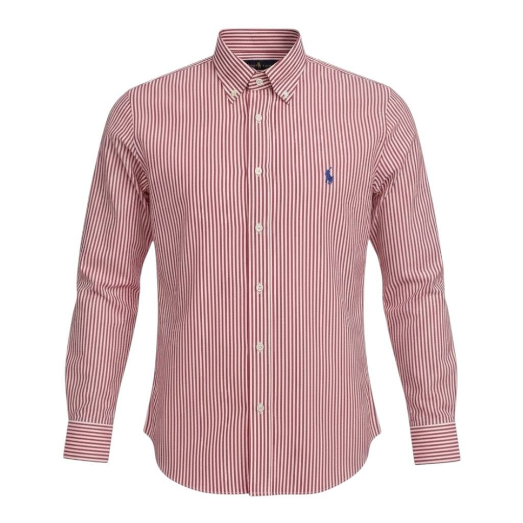 Camisa Ralph Lauren Masculina Vermelha Listras Americana Pony Azul