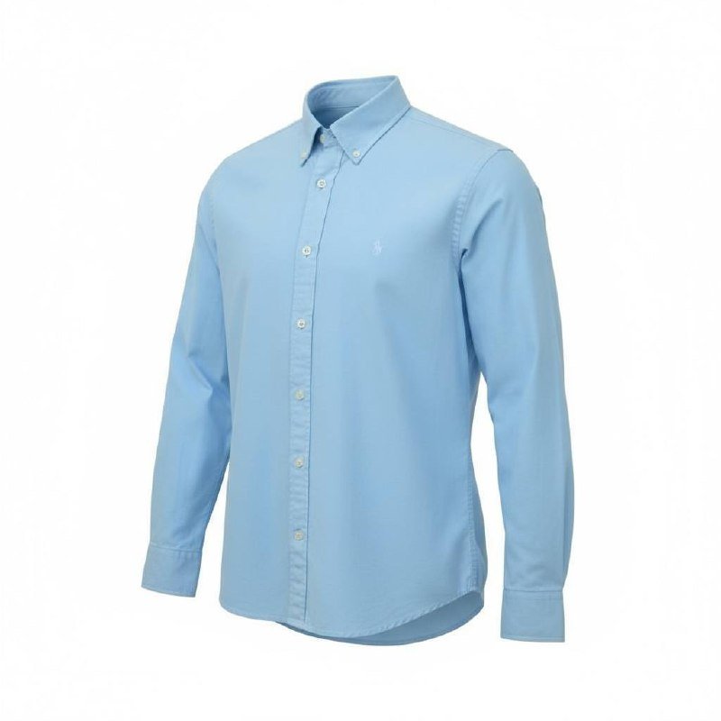 Camisa Ralph Lauren Masculina Oxford Tinturado Azul Bebê Pony Monocromático