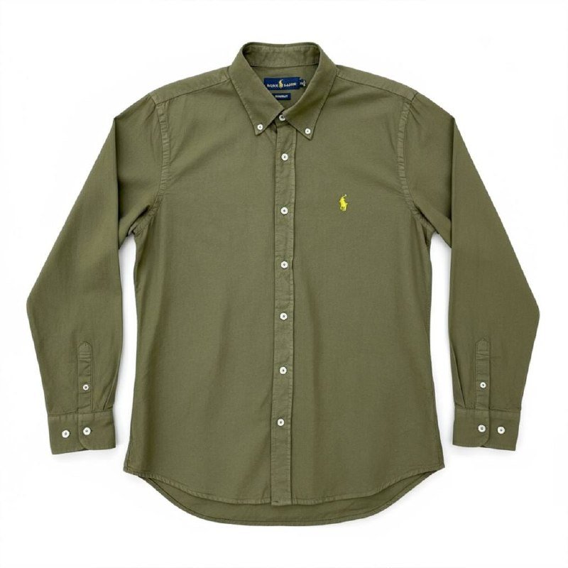 Camisa Ralph Lauren Masculina Oxford Tinturado Verde Sevilha Pony Esmeralda