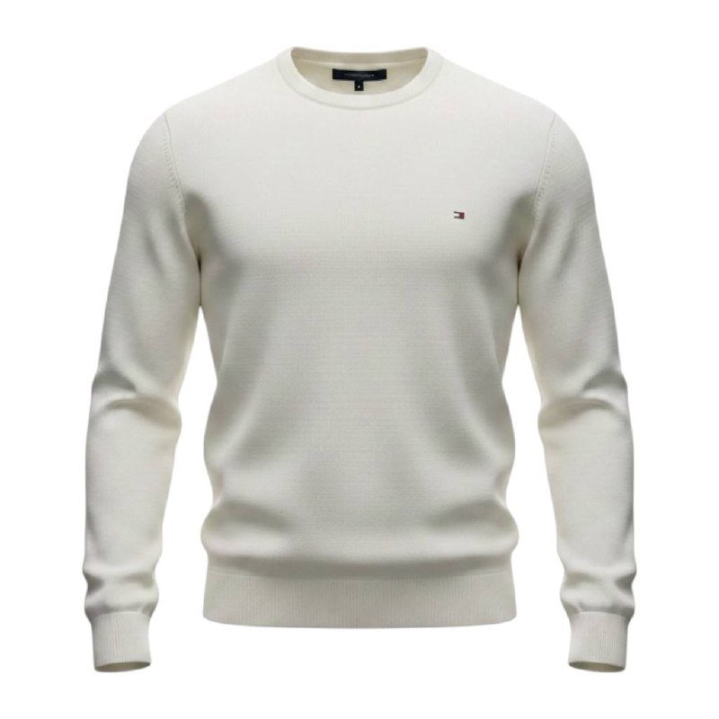 Suéter Tommy Hilfiger Masculino Branco Clássico Padrão da Marca