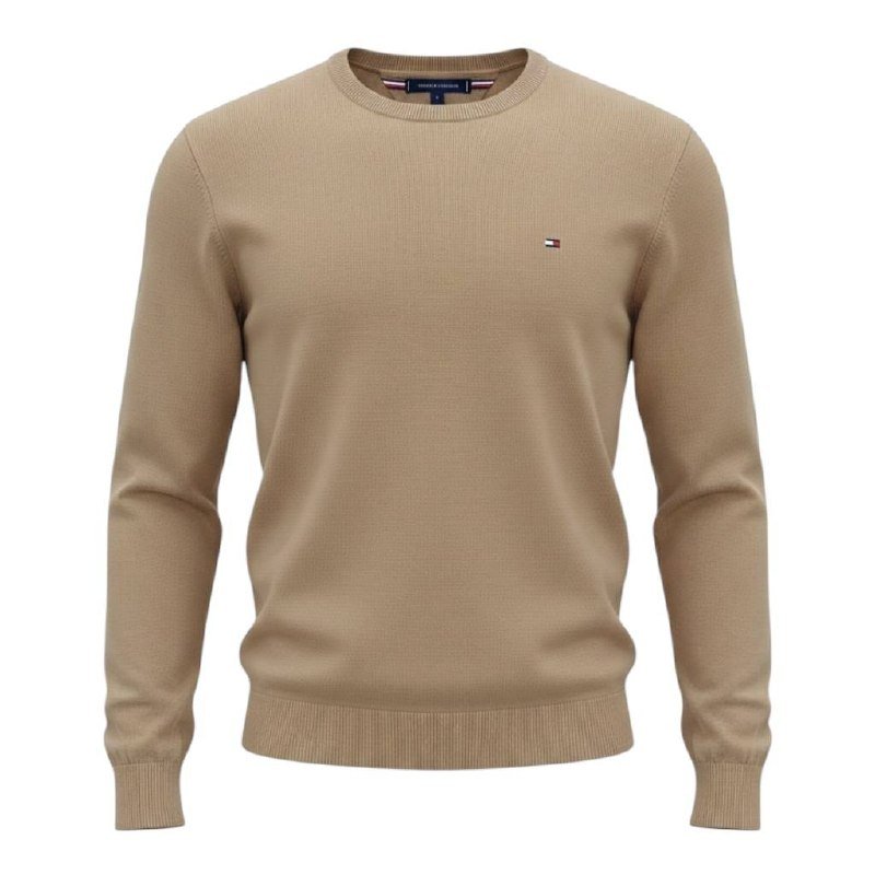 Suéter Tommy Hilfiger Masculino Caramelo Clássico Padrão da Marca