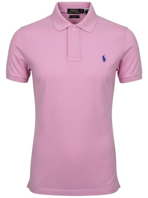 Polo Ralph Lauren Masculina Rosa Claro Pony Azul