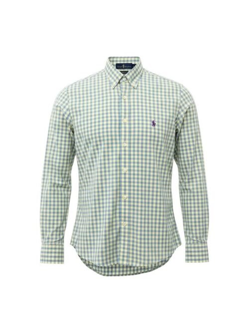 Camisa Ralph Lauren Masculina Xadrez Creme Pony Púrpura