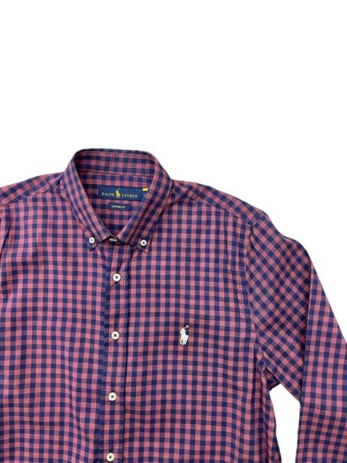 Camisa Ralph Lauren Masculina Xadrez Marrom Pony Branco