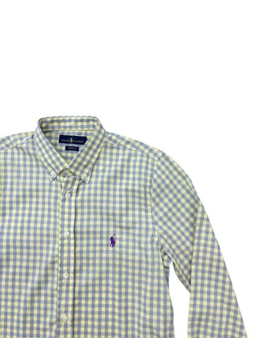 Camisa Ralph Lauren Masculina Xadrez Creme Pony Púrpura