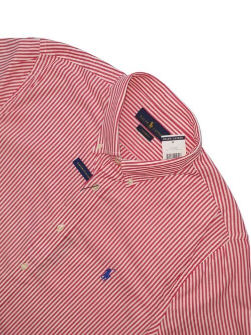 Camisa Ralph Lauren Masculina Vermelha Listras Pony Azul