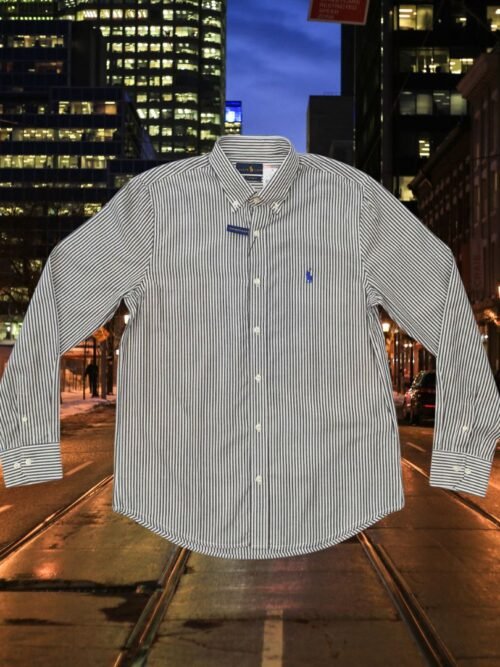 Camisa Ralph Lauren Masculina Preta Listras Pony Azul