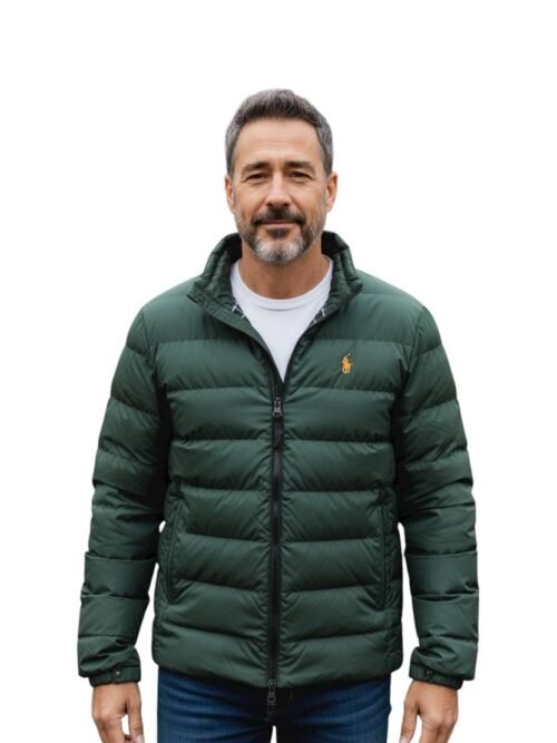 Jaqueta/Colete Ralph Lauren Masculina Pluma Esmeralda Pony Laranja