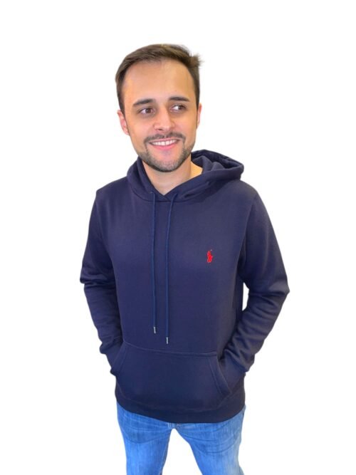 Moletom Ralph Lauren Masculino Azul Marinho Pony Vermelho