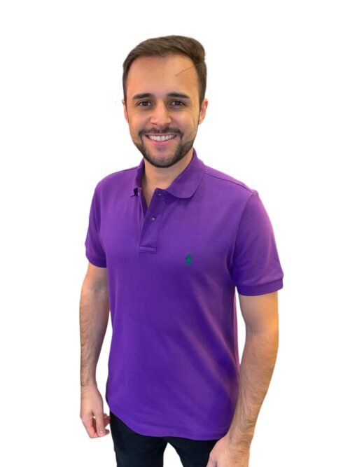 Polo Ralph Lauren Masculina Roxa Pony Verde