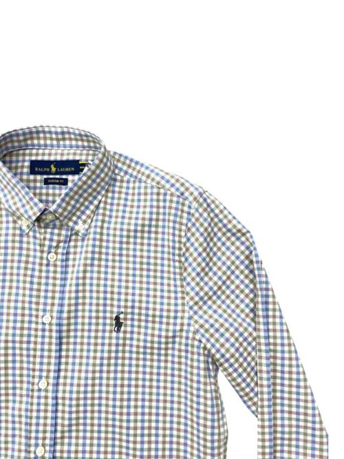Camisa Ralph Lauren Masculina Xadrez Azul Cinzento Pony Chumbo