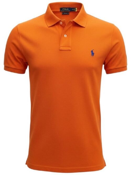 Polo Ralph Lauren Masculina Laranja Pony Azul