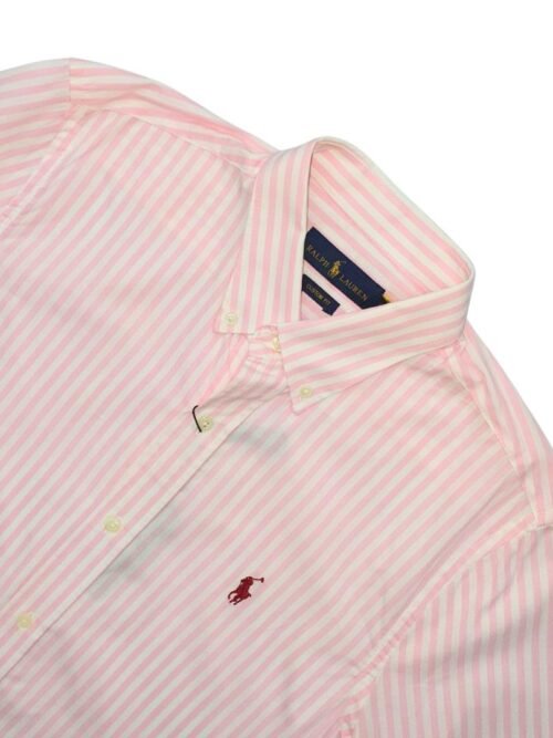 Camisa Ralph Lauren Masculina Rosa Listras Maxi Pony Bordô