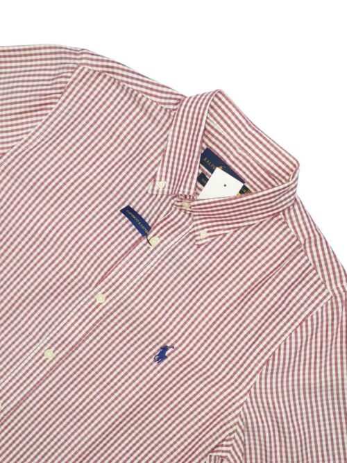 Camisa Ralph Lauren Masculina Vermelha Listras Pony Azul Marinho