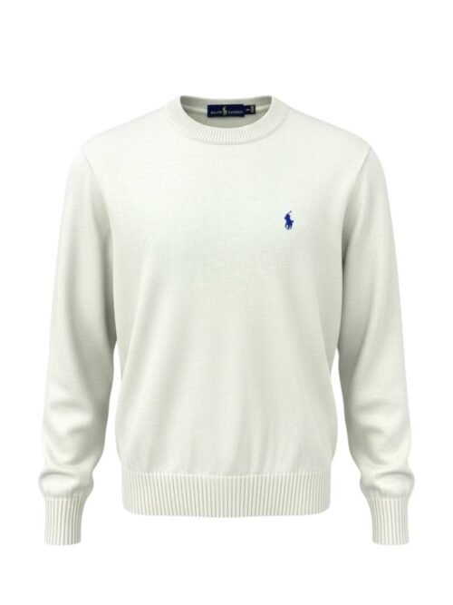 Suéter Ralph Lauren Masculino Creme Pony Azul