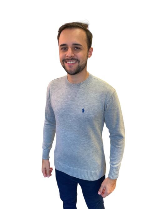 Suéter Ralph Lauren Masculino Cinza Pony Marinho