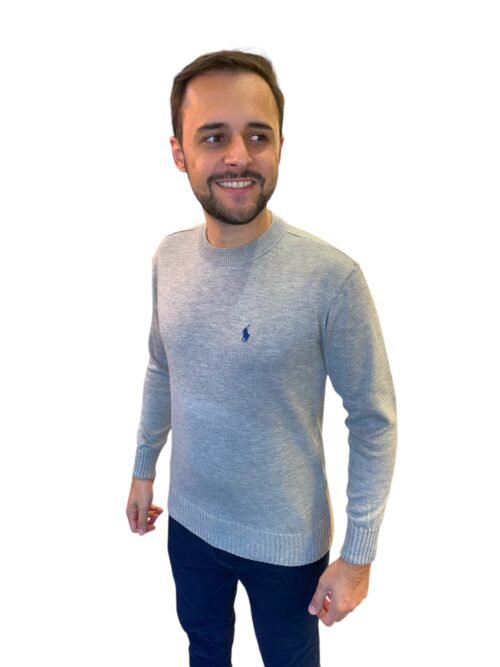 Suéter Ralph Lauren Masculino Cinza Pony Marinho
