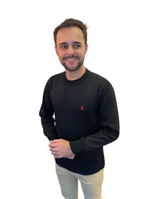 Suéter Ralph Lauren Masculino Preto Pony Vermelho