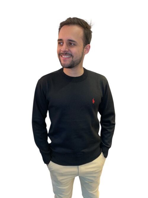 Suéter Ralph Lauren Masculino Preto Pony Vermelho