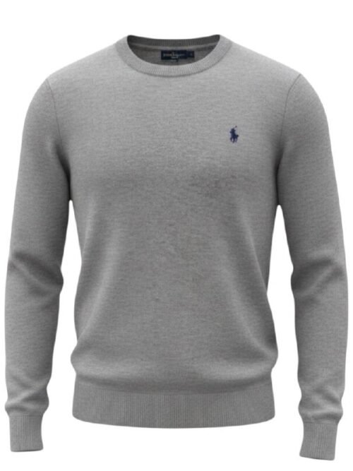 Suéter Ralph Lauren Masculino Cinza Puro Algodão Pony Marinho